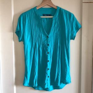Prana short sleeve button front top
